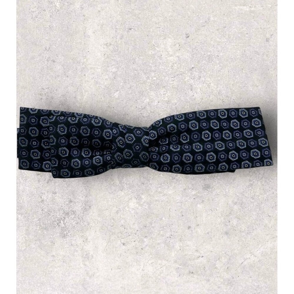 PAUL KEHL Silk Bow Tie Navy Geometric W:1.4" EUC